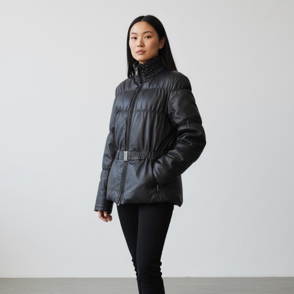 Vintage Black Soft Leather Danier Down Filled Puffer Jacket, Size Small - Picture 2 of 6